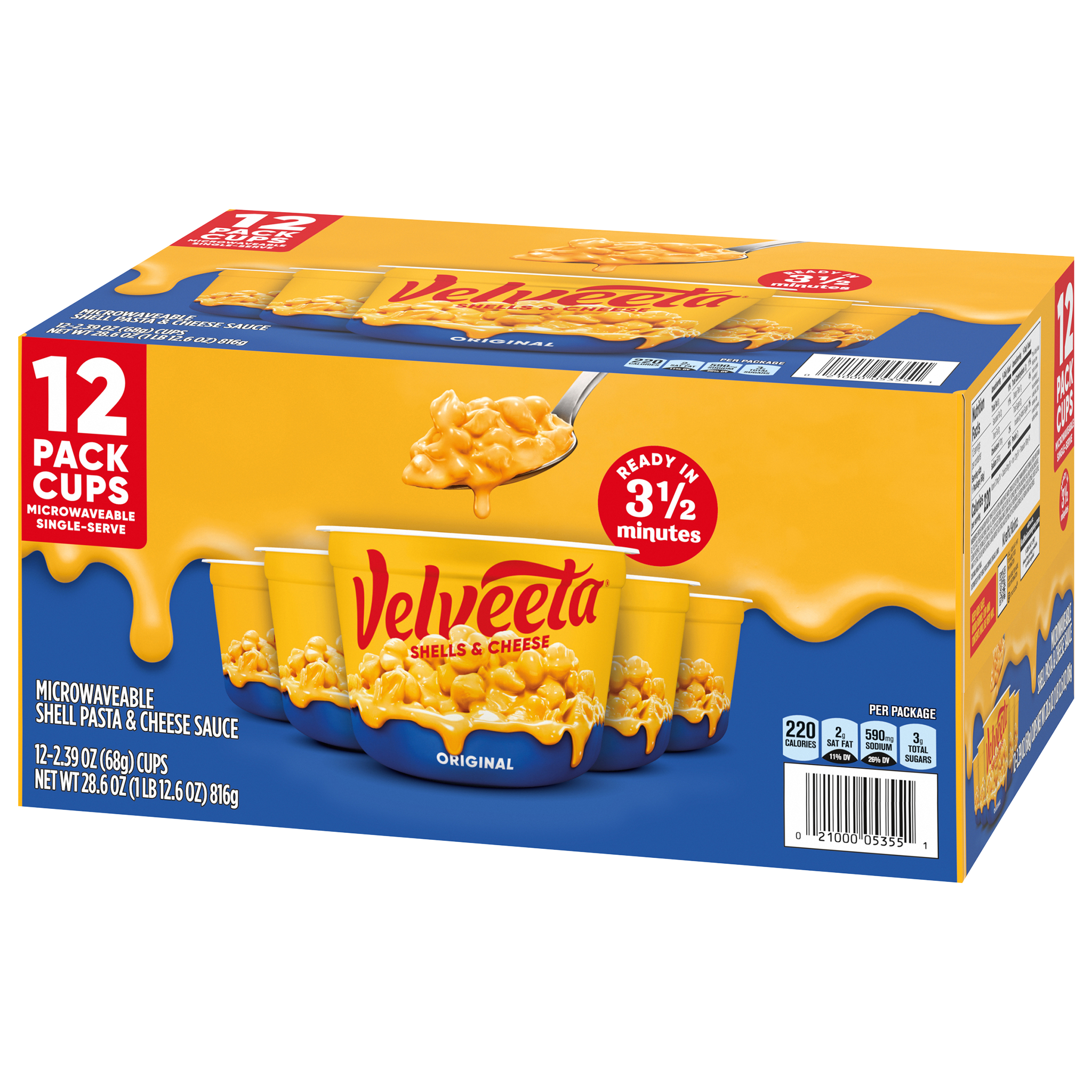 Velveeta Shells and Cheese Cups, Original, 2.39 oz, 12 ct | Costco