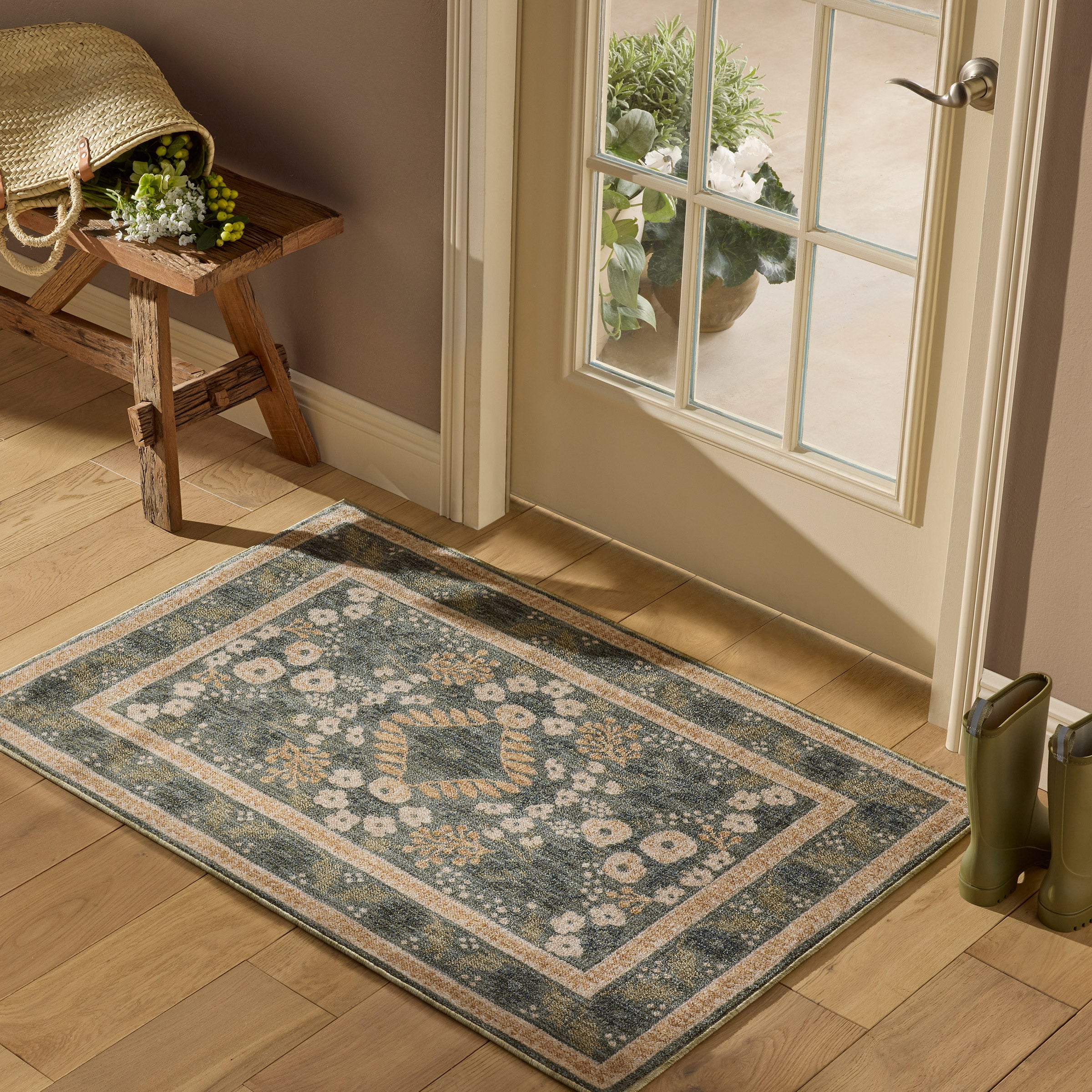 Rifle Paper Co. x Loloi Figaro Area Rug, Navy/Green, 2'8” x 3'9