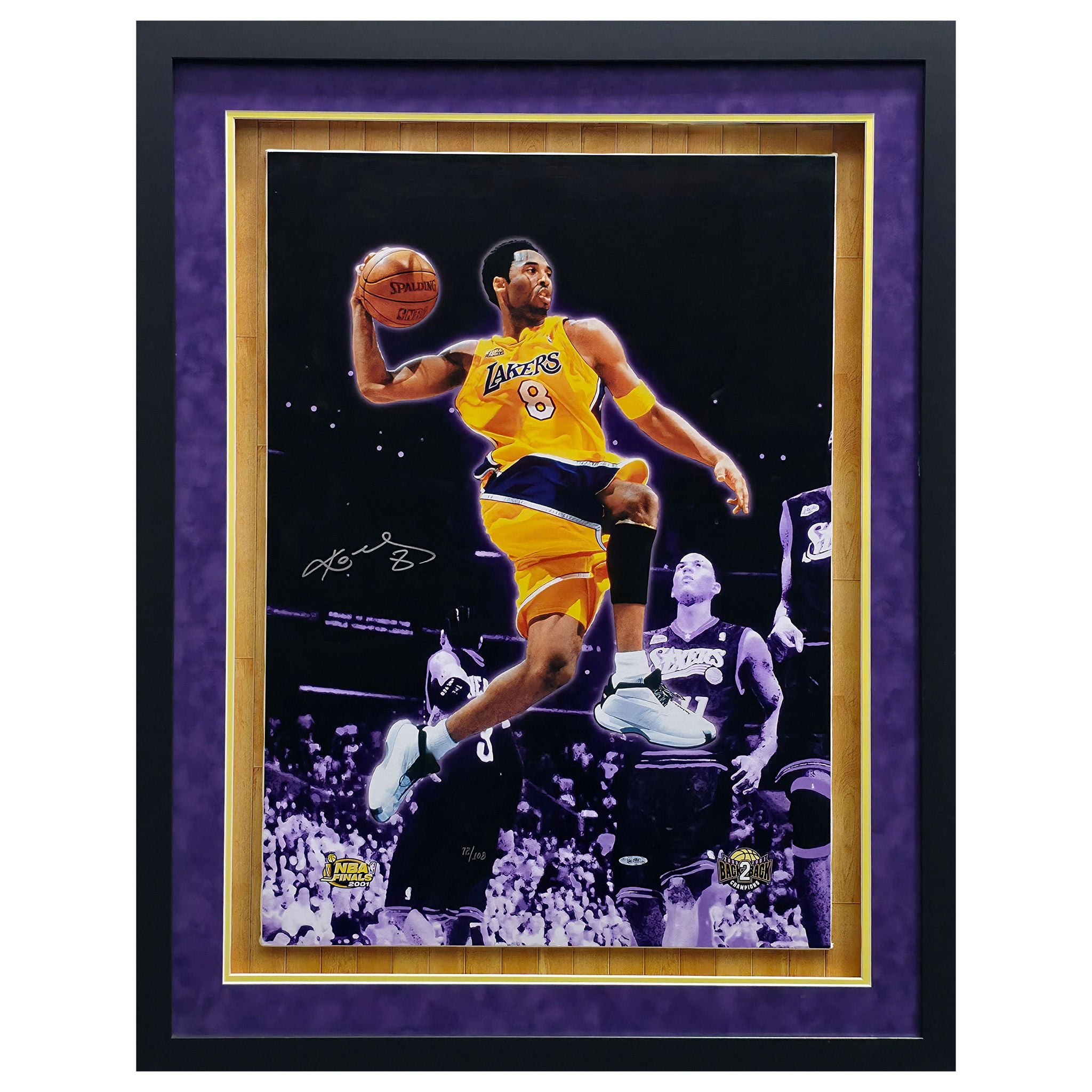 Kobe Bryant Autographed Framed 2001 NBA Finals Canvas #72/108 Los