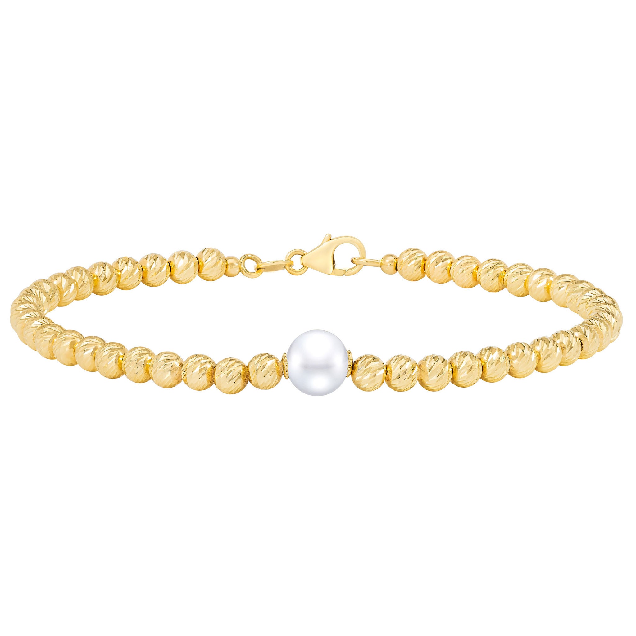 Freshwater Cultured 7.5-8mm Pearl Bracelet With 14kt Yellow Gold