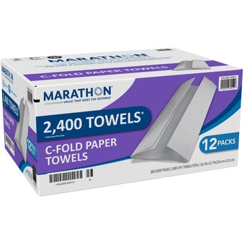 Marathon C-Fold Paper Towels, 2-Ply, White, 2400 ct