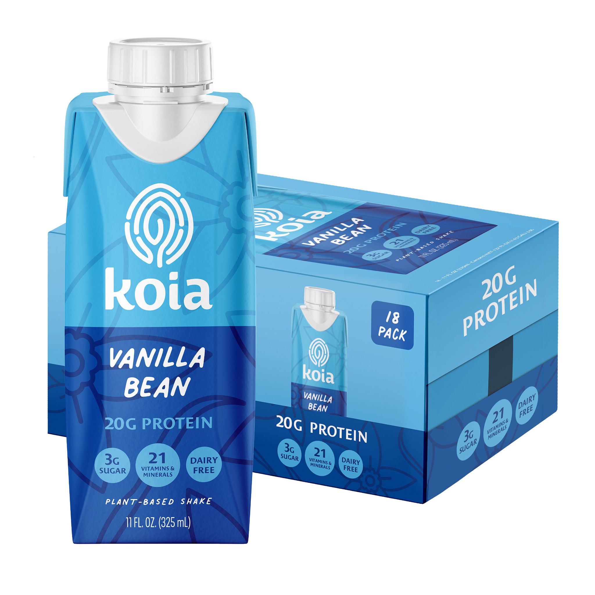 Koia Plant-Protein Nutrition Shake, Vanilla Bean, 11 fl oz, 18