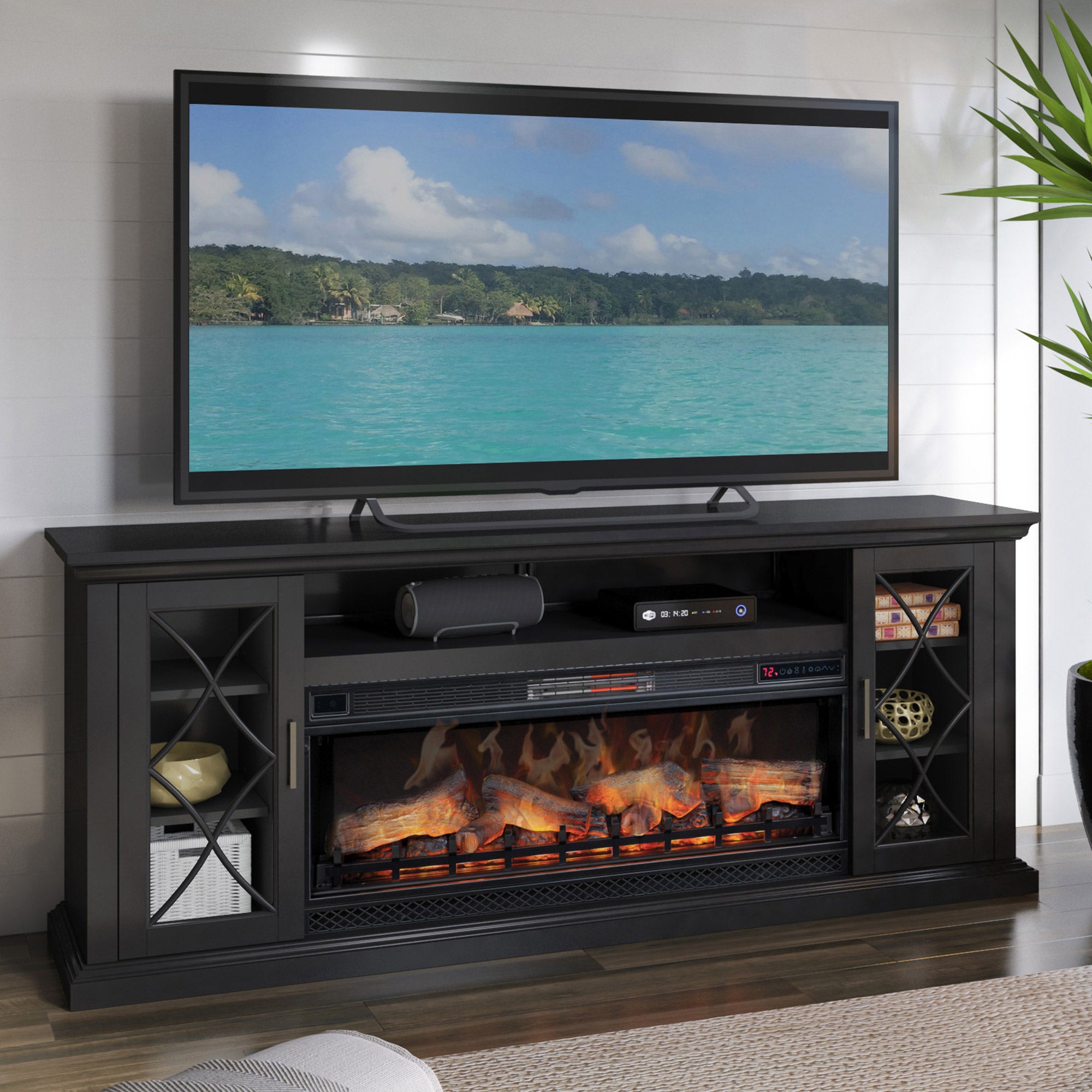 Tresanti Millbrae TV Console with Classic Flame Electric Fireplace