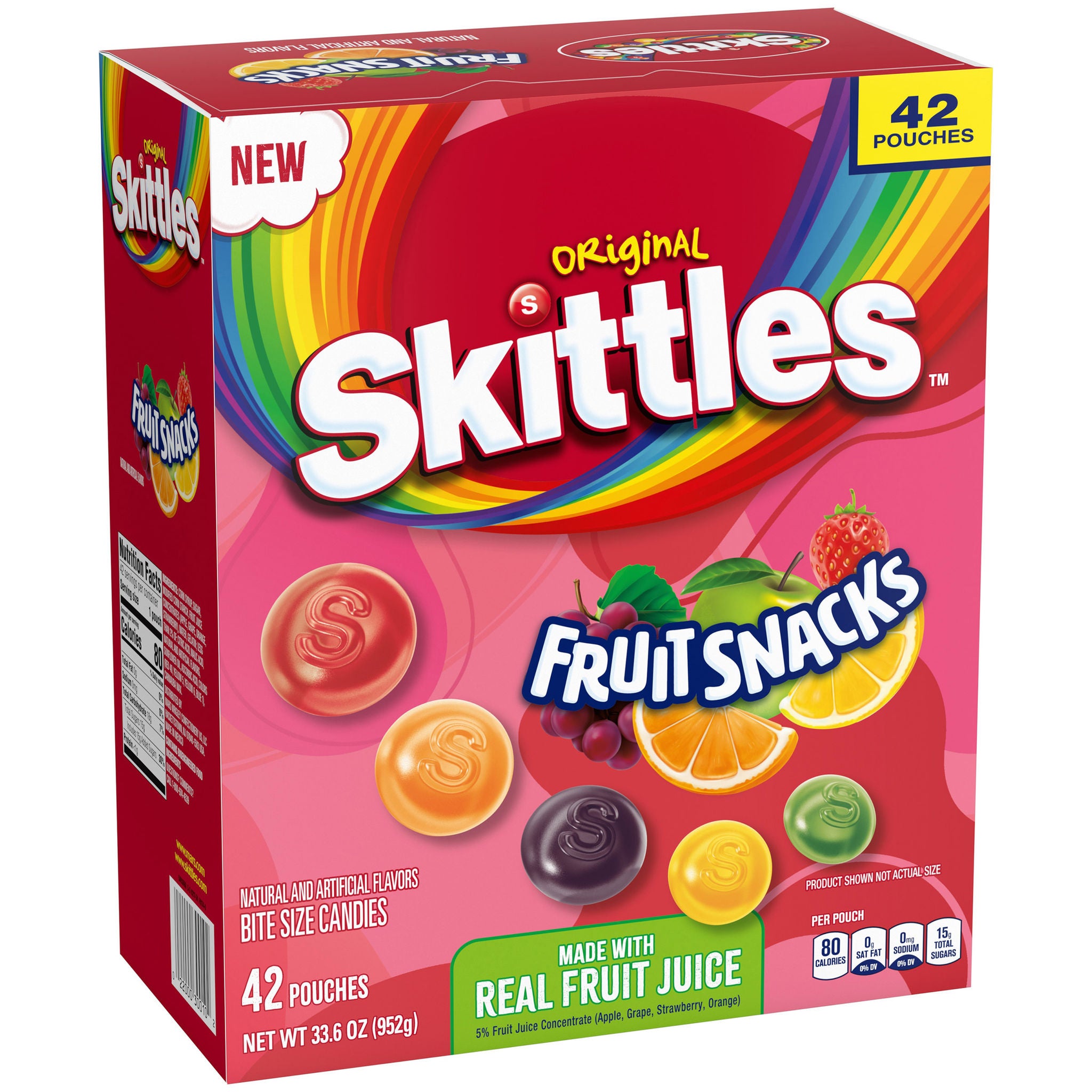 Skittles Fruit Snacks, Original, 0.8 oz, 42-count | Costco