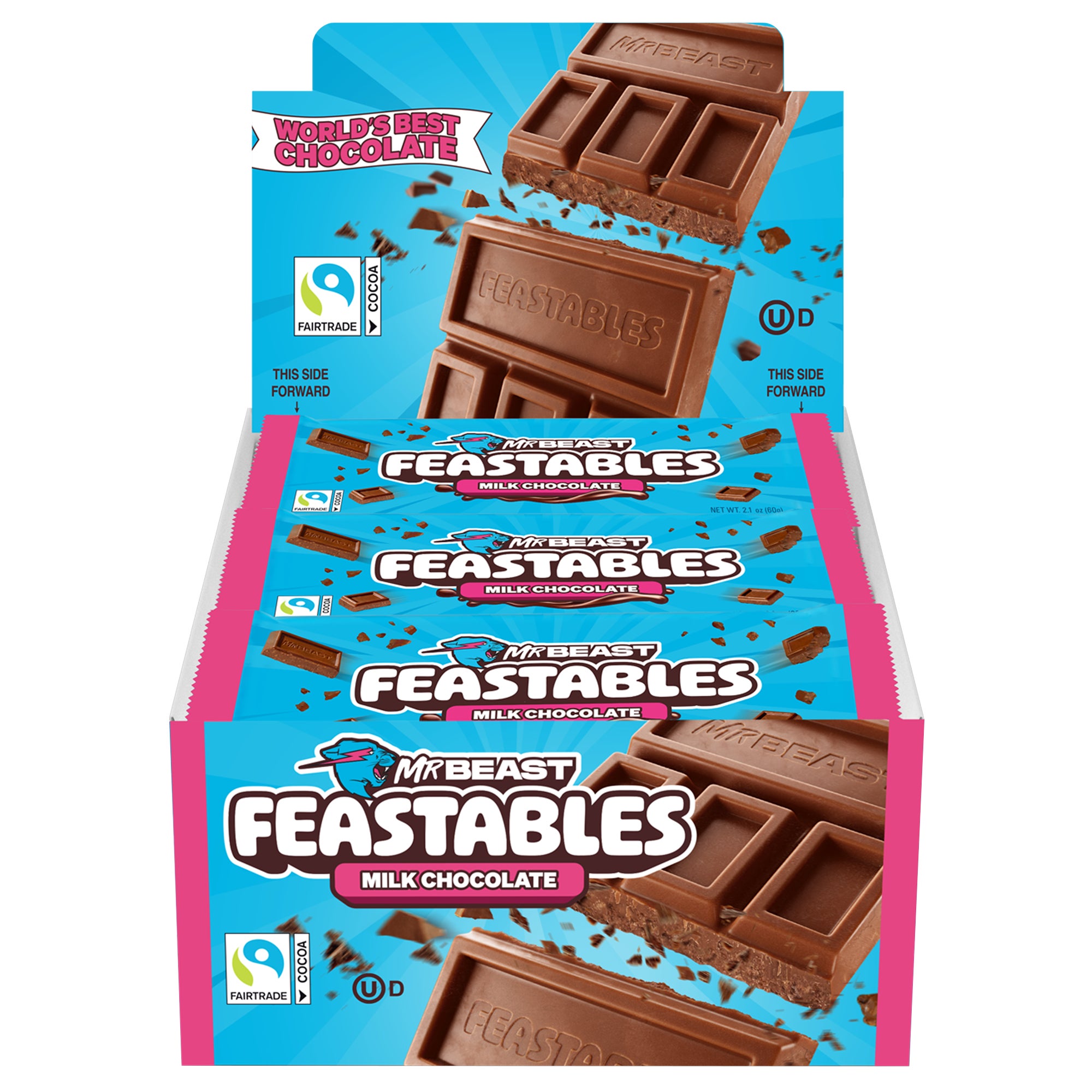 MrBeast Feastables Milk Chocolate Candy Bar, 2.1 oz, 24 ct | Costco