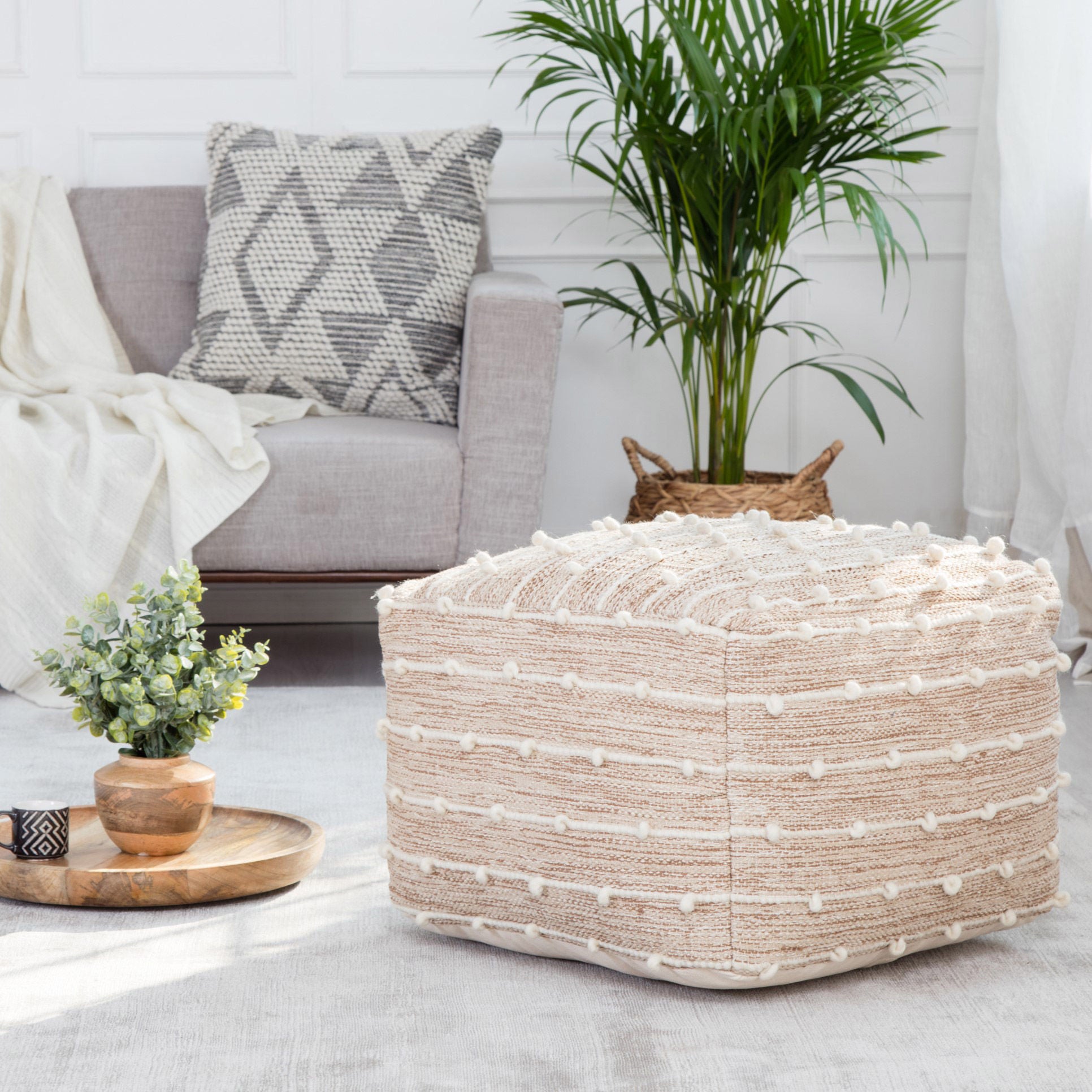 Anji Mountain Handloom Pouf, Woven with Wool | Costco
