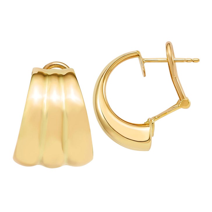 14kt Yellow Gold 3-Row Grooved Earrings | Costco