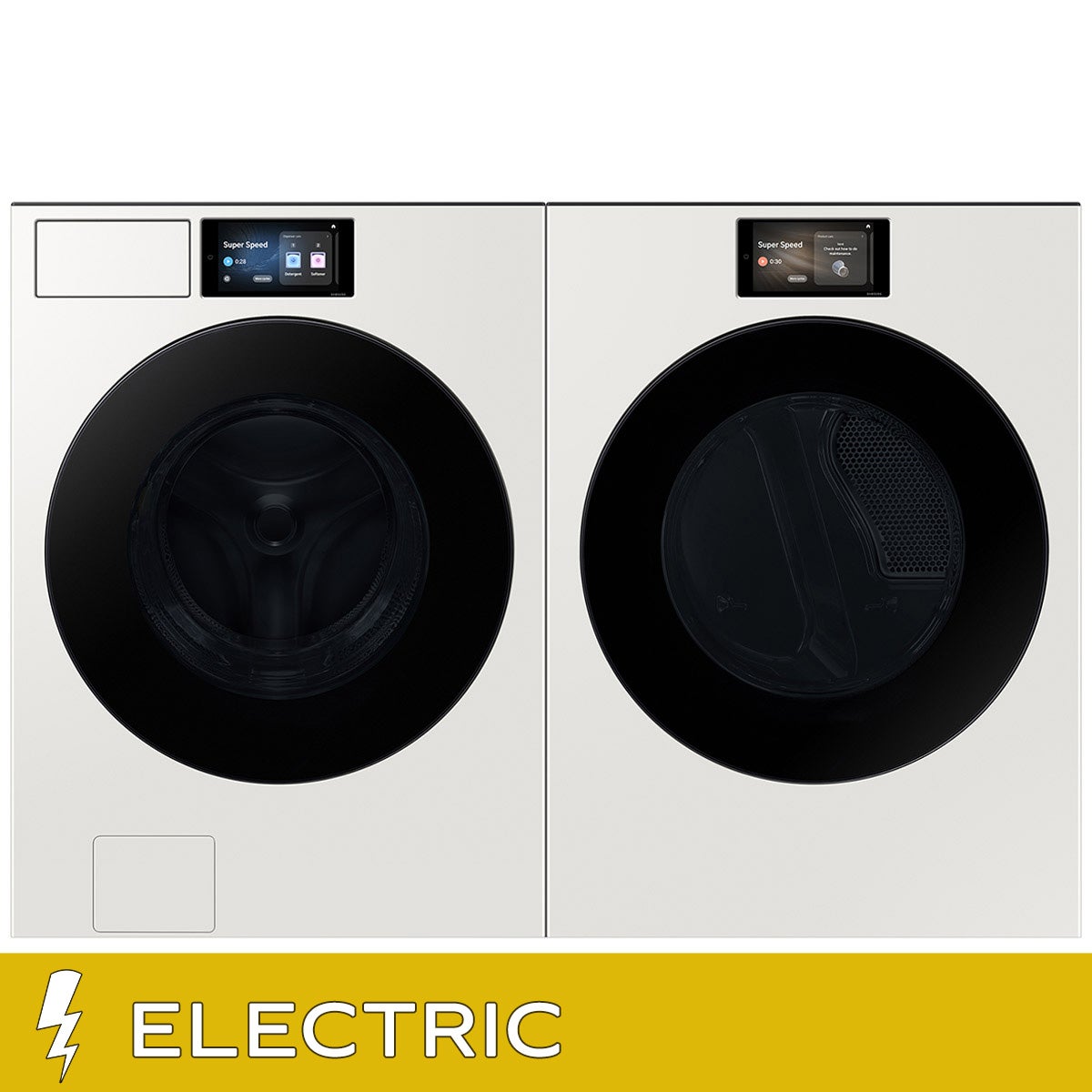 Samsung 5.3 cu. ft. Bespoke AI Front Load Ultra Capacity Washer and 7.6 cu. ft. Bespoke AI Ultra Capacity Front Load ELECTRIC Dryer with AI Home