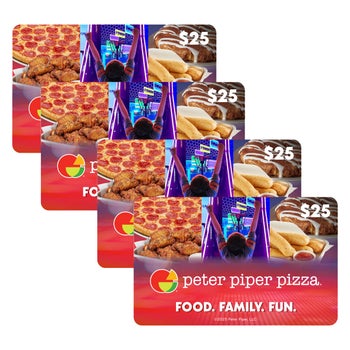 Peter Piper Pizza Four $25 eGift Cards ($100 Value) $64.99 Costco.com