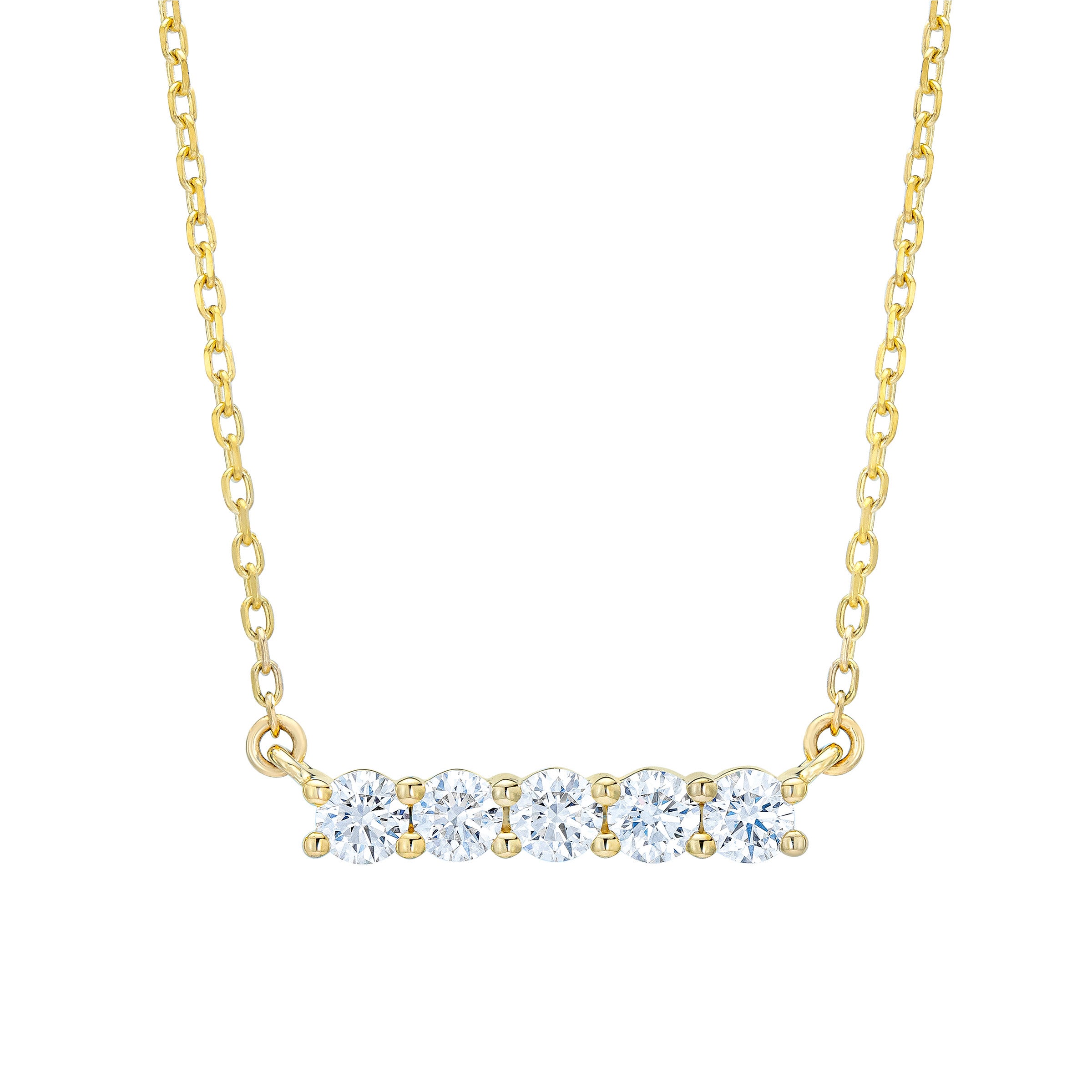 Round Brilliant 0.50 ctw Diamond 14kt Yellow Gold Bar Necklace