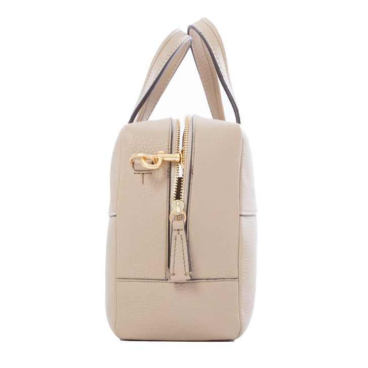 Tory Burch Block-T Pebbled Leather Satchel, White | Costco