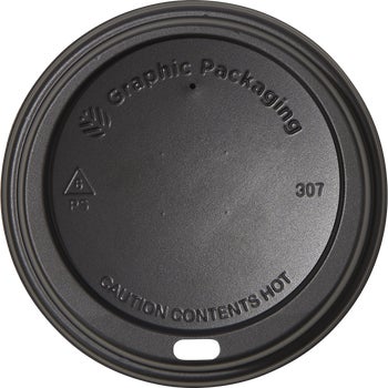 Graphic Packaging Poly Hot Cup Dome Lids, Black, 8 oz, 600 ct
