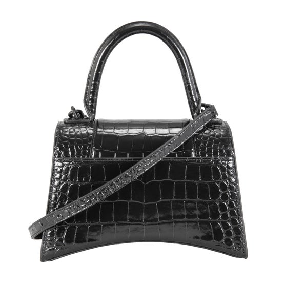 Balenciaga Hourglass Small Croc Embossed Bag, Black | Costco