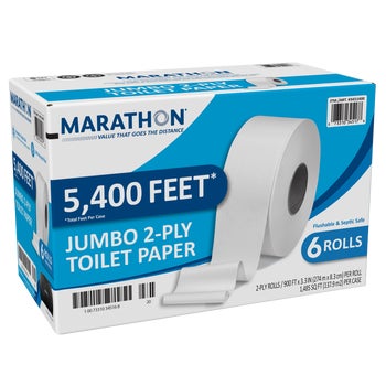 Marathon Bath Tissue, Jumbo Roll, 2-Ply, 3.3" x 900', 6 ct