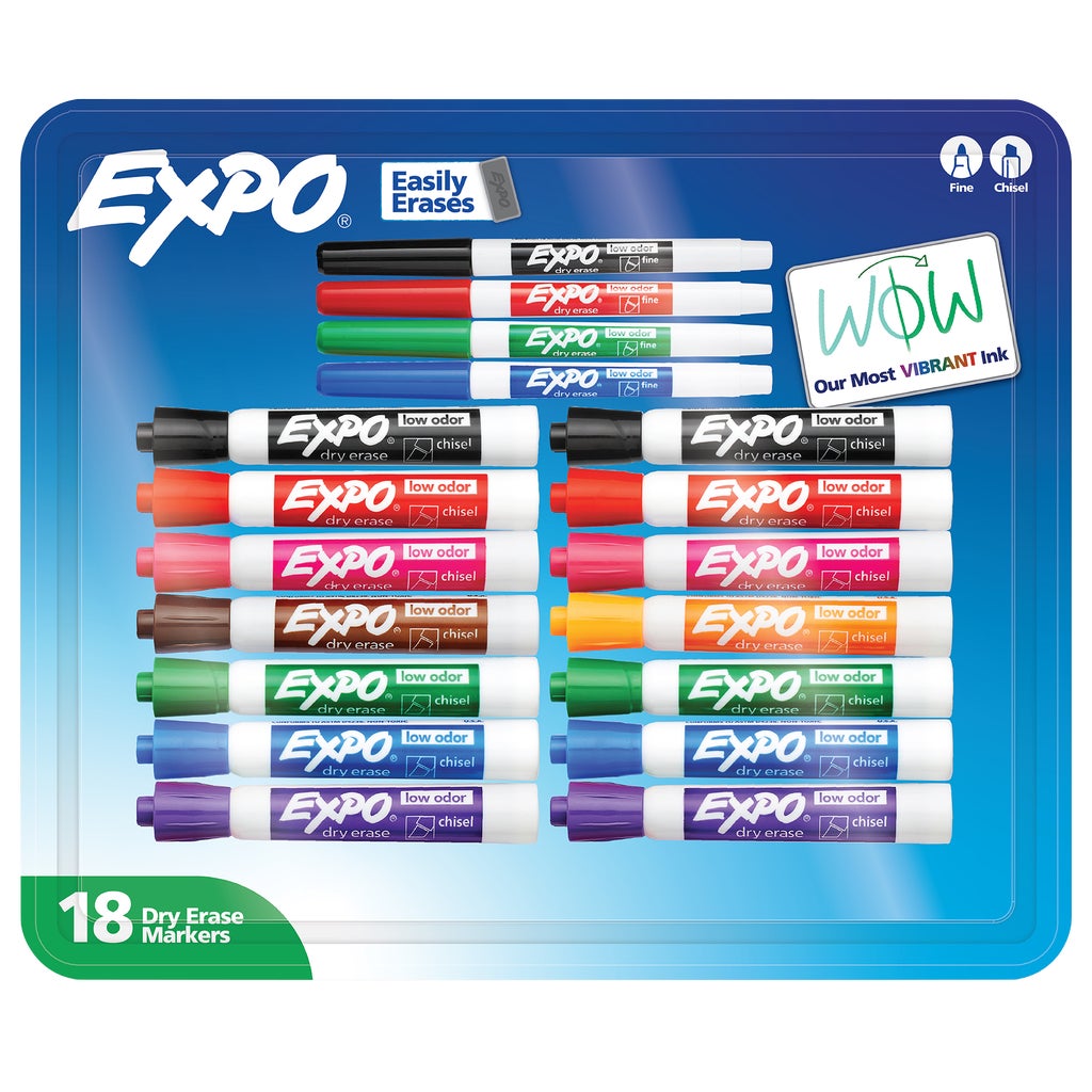 **EXPO** Dry Erase Markers, Assorted Colors, 18 ct