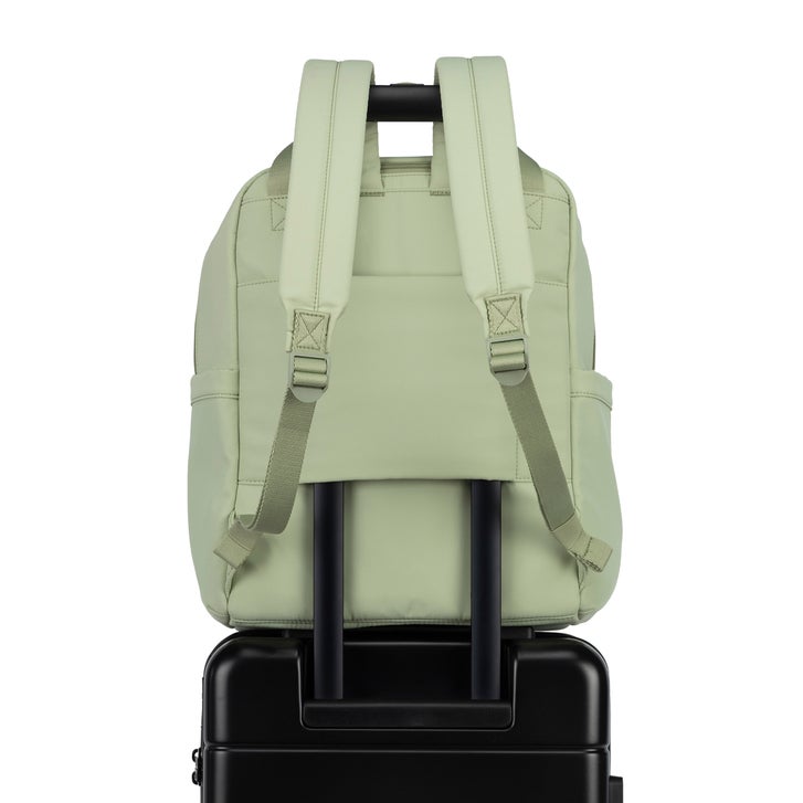 backpack with laptop slip Diaper Sleeve in Navy featuring a 100% recycled nylon construction Medium Laptop Pack - Red