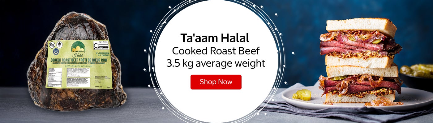 Ta'aam Halal  Cooked Roast Beef  3.5 kg average weight Shop Now 
