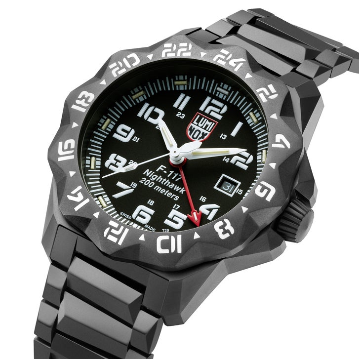 Luminox Nighthawk Black Stainless Steel Men's Quartz Watch, 44mm