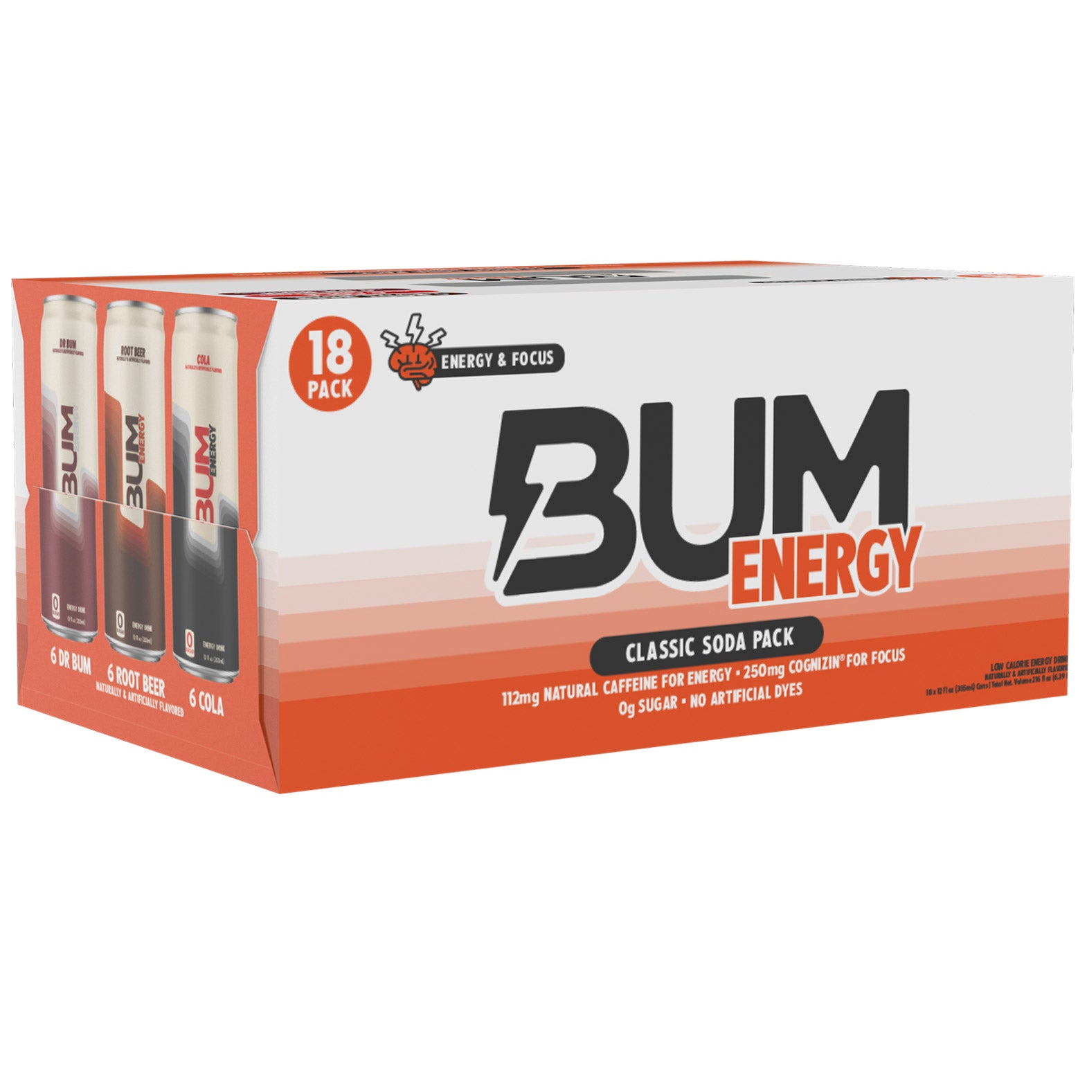 BUM Energy Drink, Variety Pack, 12 fl oz, 18-count