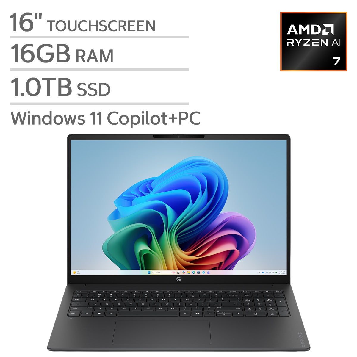 HP OmniBook 3 16" Touchscreen Laptop — AMD Ryzen AI 7 445 — Copilot+ PC
