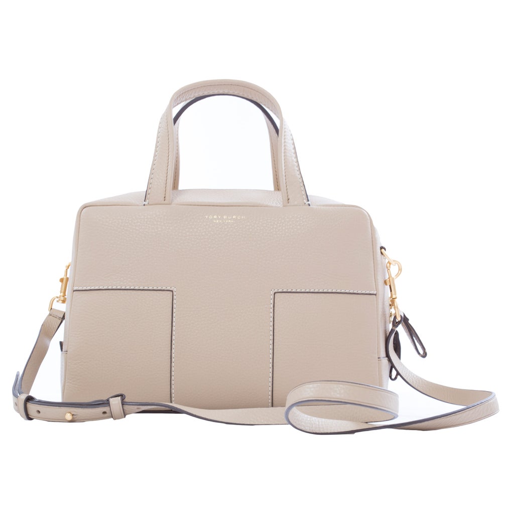 Tory Burch Block-T Pebbled Leather Satchel, White | Costco