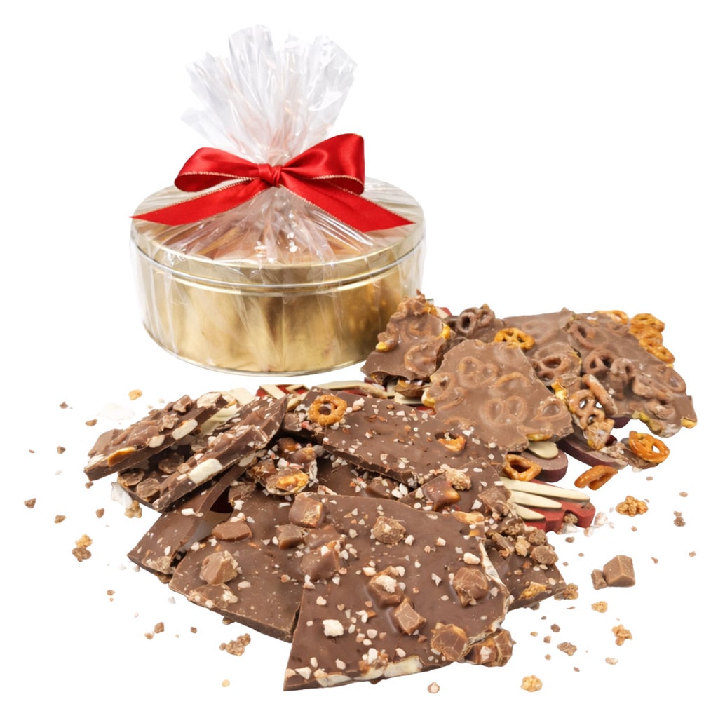 Jelina Chocolatier Handcrafted Chocolate Bark Duo Tin, 1.5 lbs