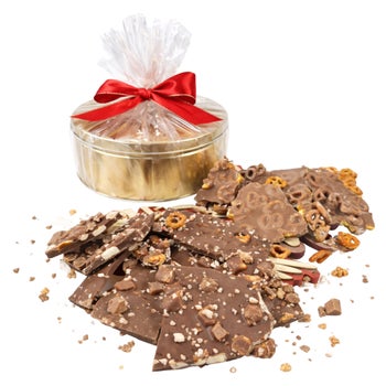 Jelina Chocolatier Handcrafted Chocolate Bark Duo Tin, 1.5 lbs