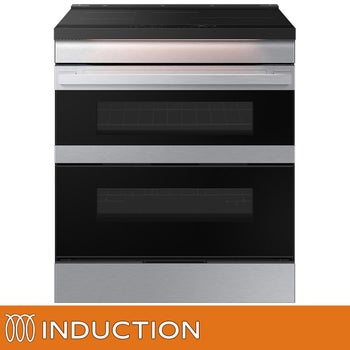 Samsung Bespoke 30" 6.3 cu. ft. 4 Burner Slide-In Double Oven INDUCTION Range with Flex Duo, Convection, and Air Fry in Stainless Steel