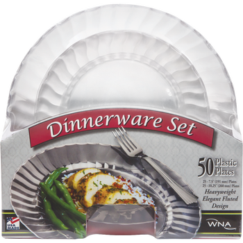 Classicware Plastic Dinner & Appetizer Plates, Clear, 50 ct