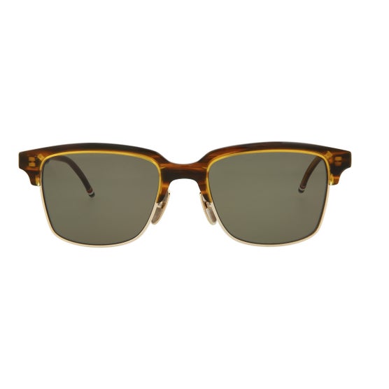 THOM BROWNEトムブラウン TB-011-F-T-NVY-GLD-49 Thom Browne TB709 Walnut Gold Brown Sunglasses | Costco