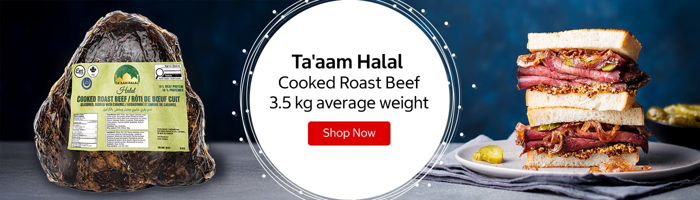 Ta'aam Halal  Cooked Roast Beef  3.5 kg average weight Shop Now 
