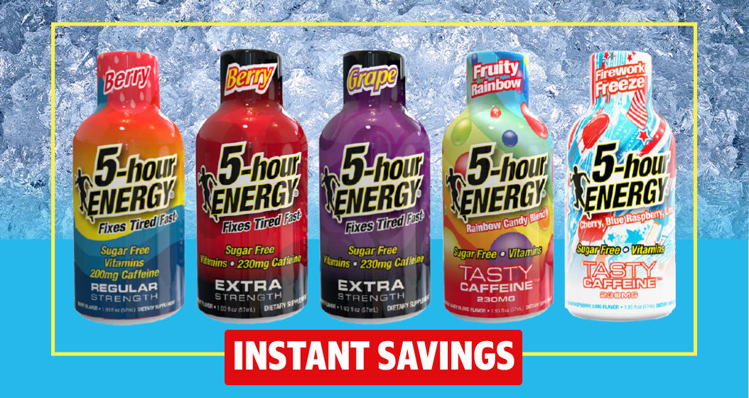 INSTANT SAVINGS on 5-hour ENERGY Shots, Regular or Extra Strength, 1.93 fl oz, 24 ct