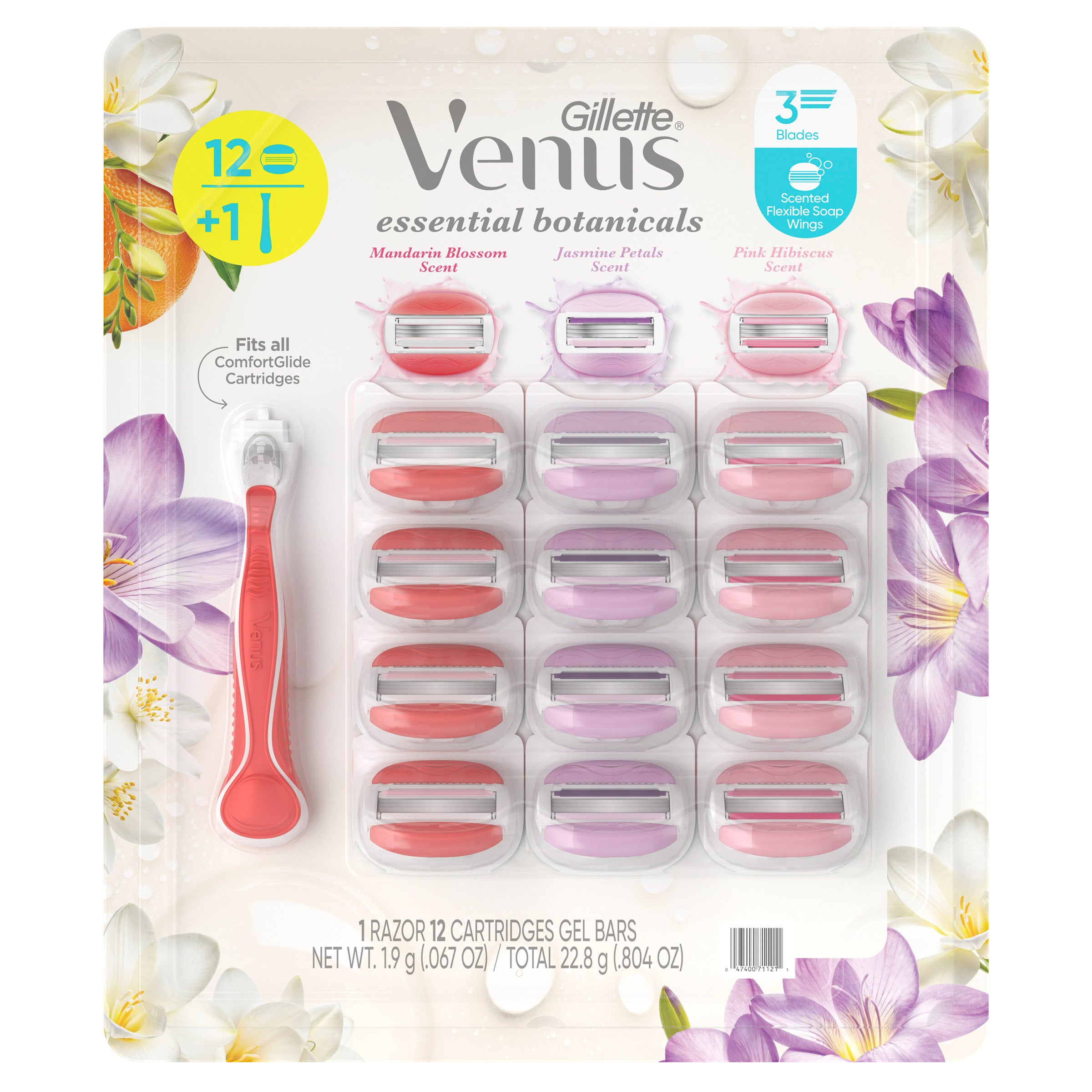  ノーブル ライン Venus&Cupid 1000枚限定品 Gillette Venus ComfortGlide Essential Botanicals, 1 Razor + 12