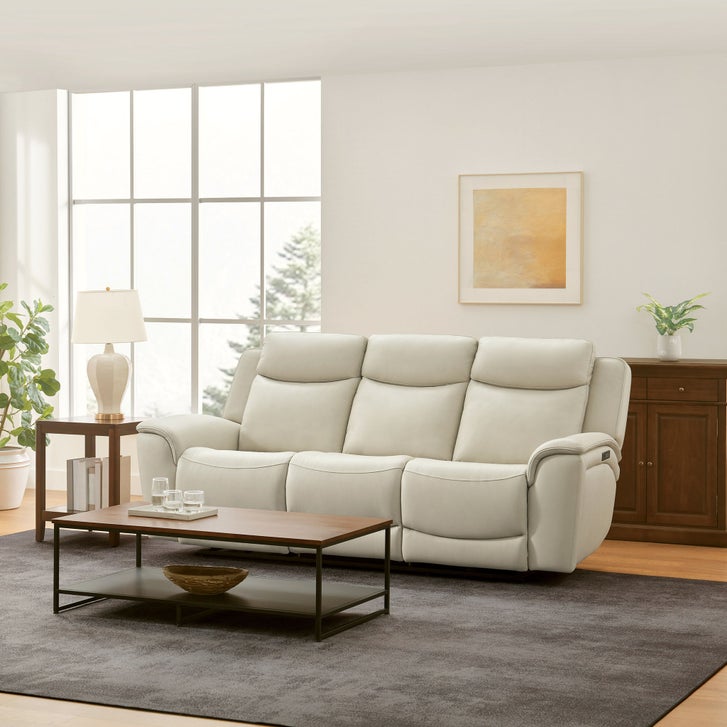 Sanders Leather Power Reclining Sofa with Power Headrests | Costco