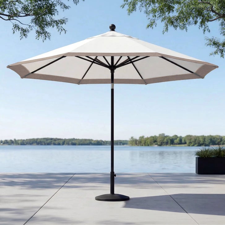 11 ft cantilever patio umbrella costco Garden Winds Round 573573 Replacement Canopy Sunvilla 11' Border Stripe Market