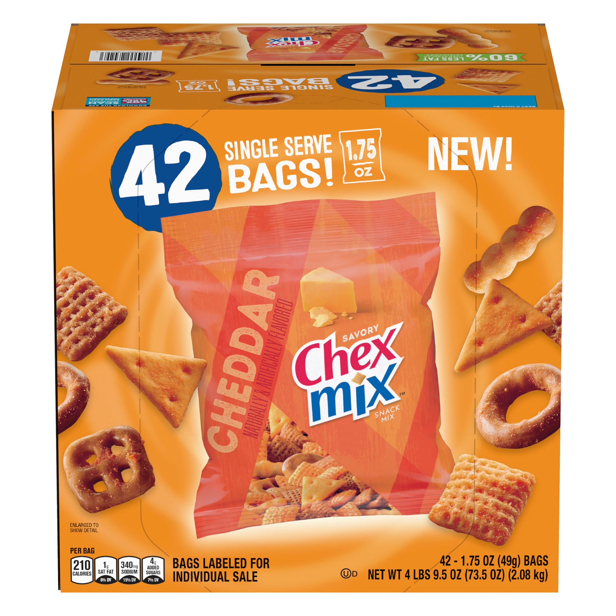 Chex Mix Snack Mix, Cheddar, 1.75 oz, 42-count | Costco