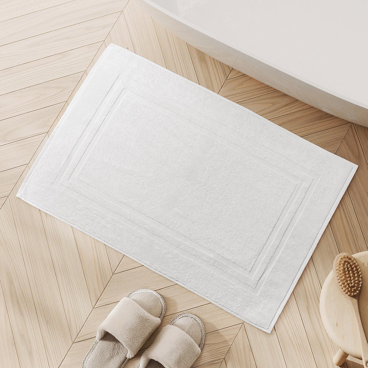 Enova Recycled Cotton Bath Mats for Hospitality and Home, White