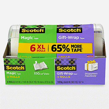 3M Scotch Magic Tape/Gift Wrap Tape, 6600-inch Total, 6-Pack