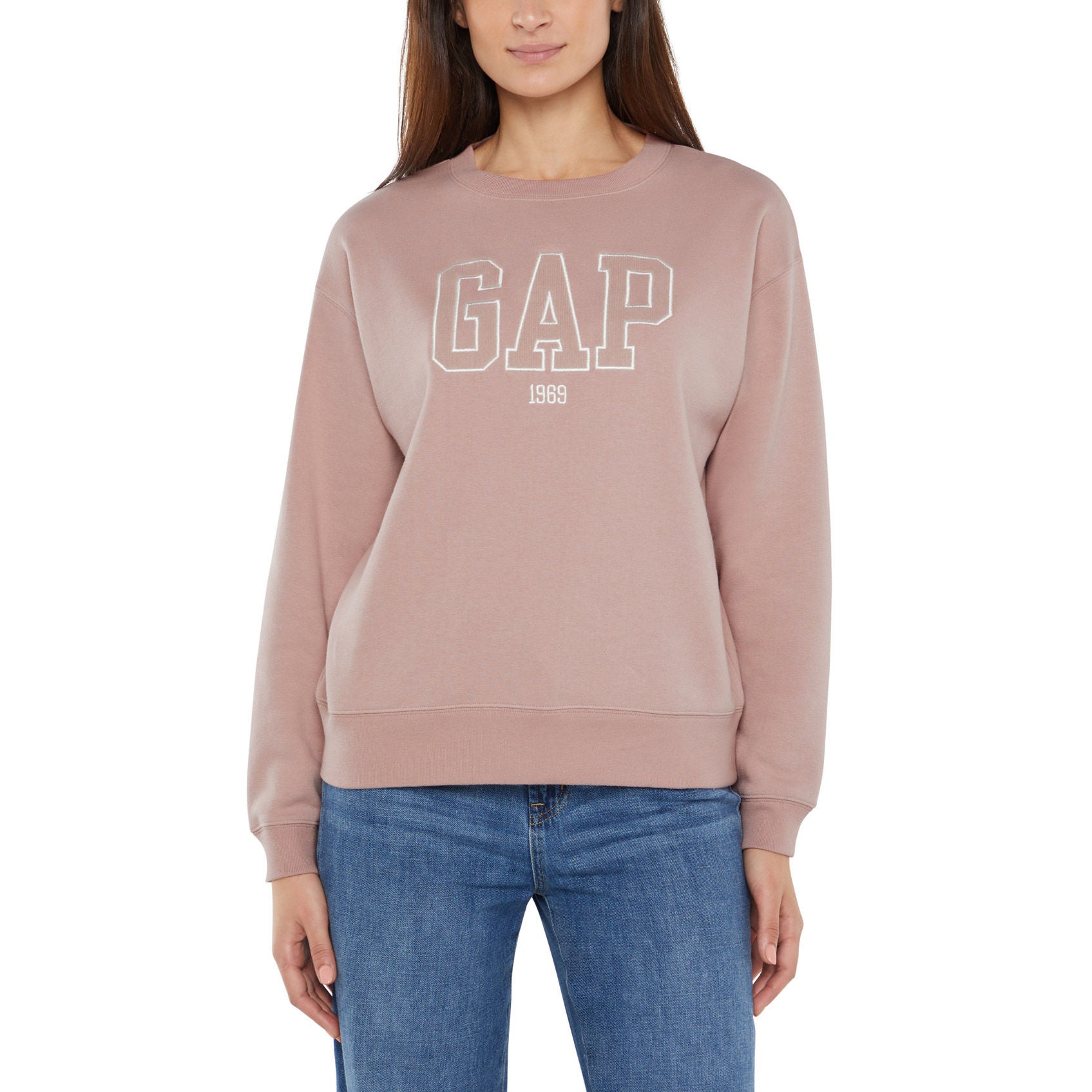 GAP WOMEN'S LOGO FLEECE CREWNECK TOP