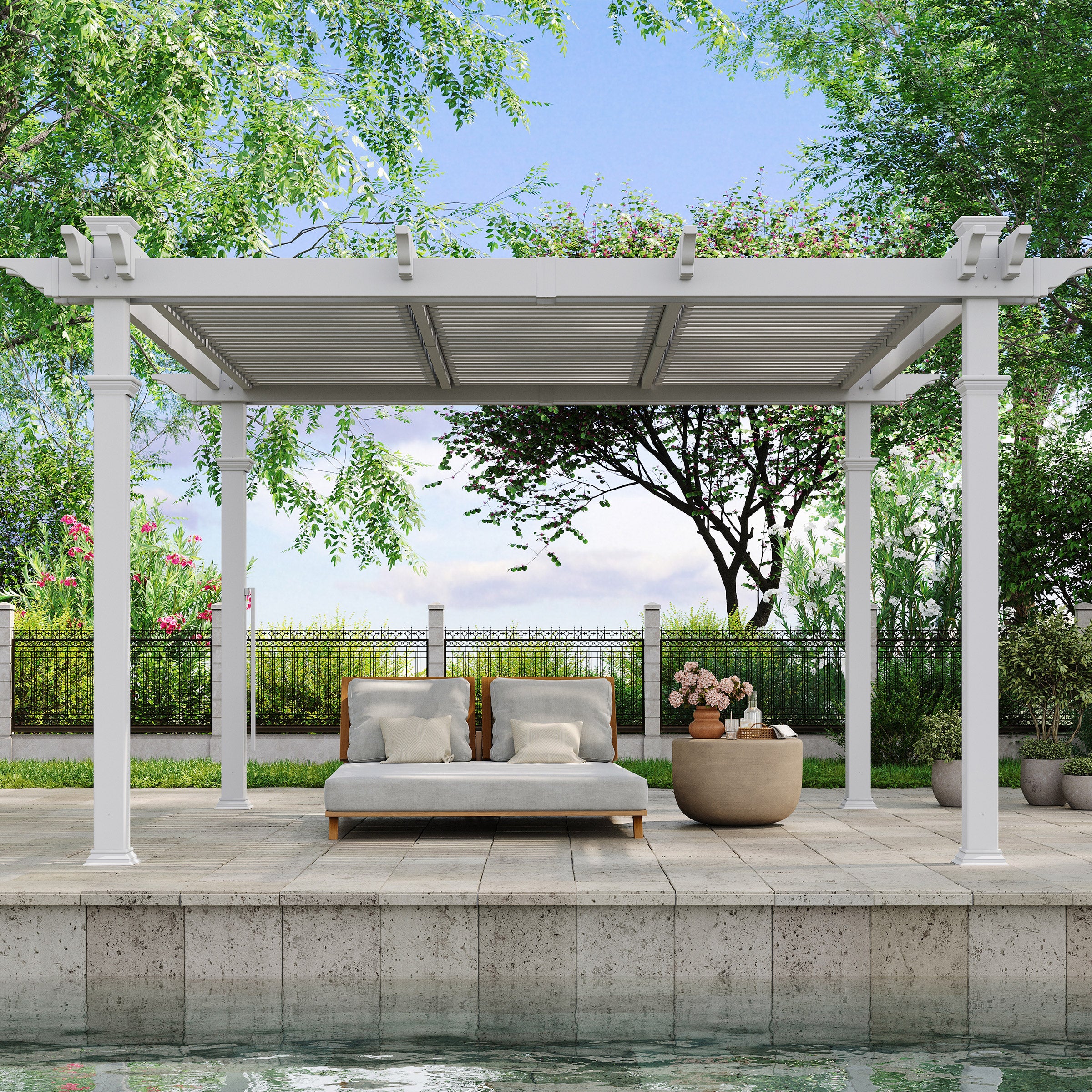 Vita Brandenburg Louvered Vinyl Pergola | Costco