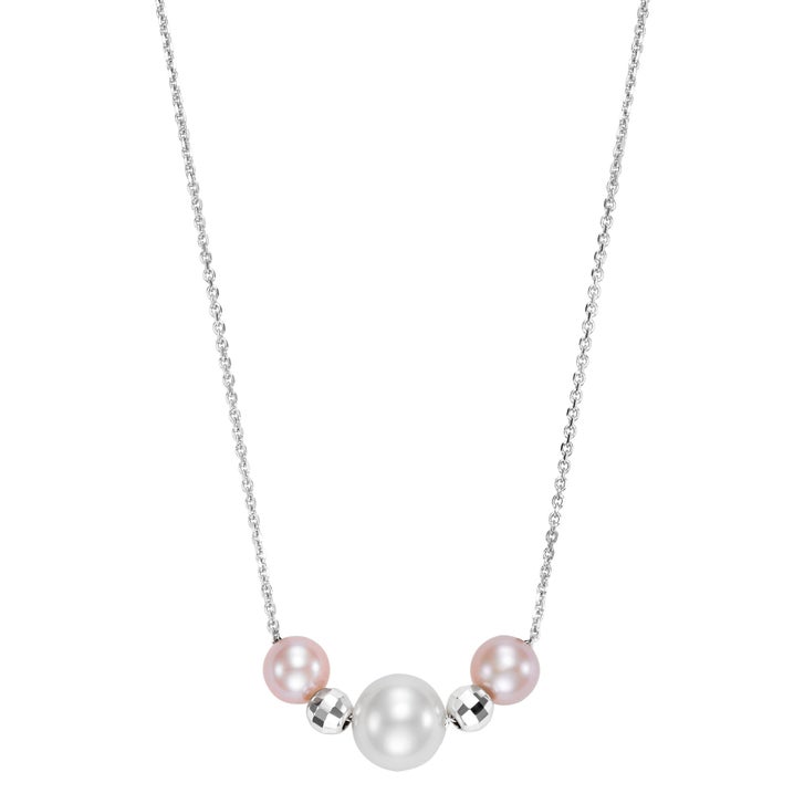 Freshwater Cultured 5.5-6mm and 8-8.5mm Pink and White Pearl 14kt