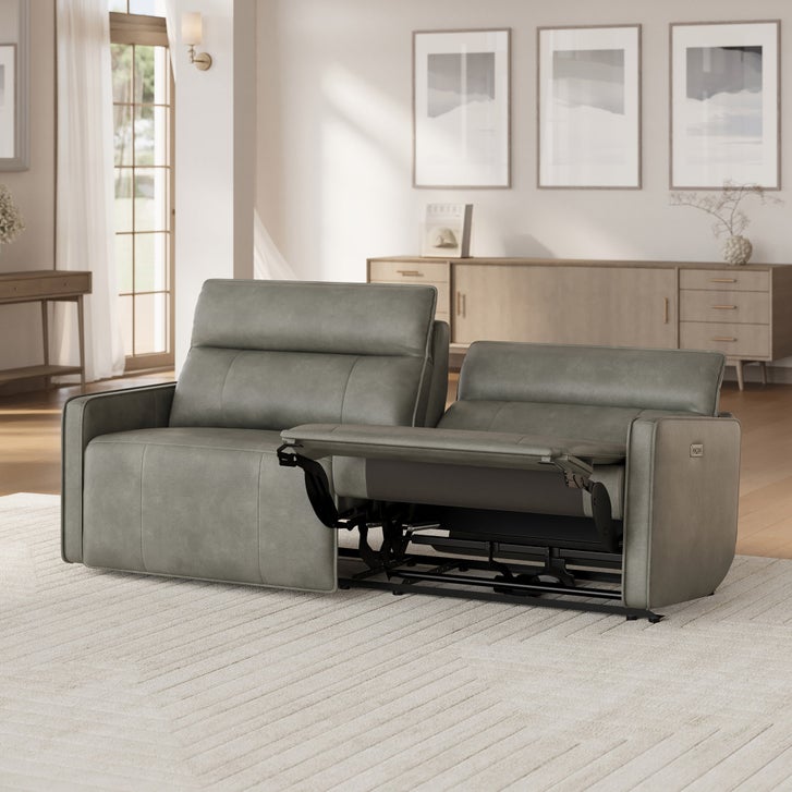 Henredon Keira Leather Power Reclining Sofa with Power Headrests