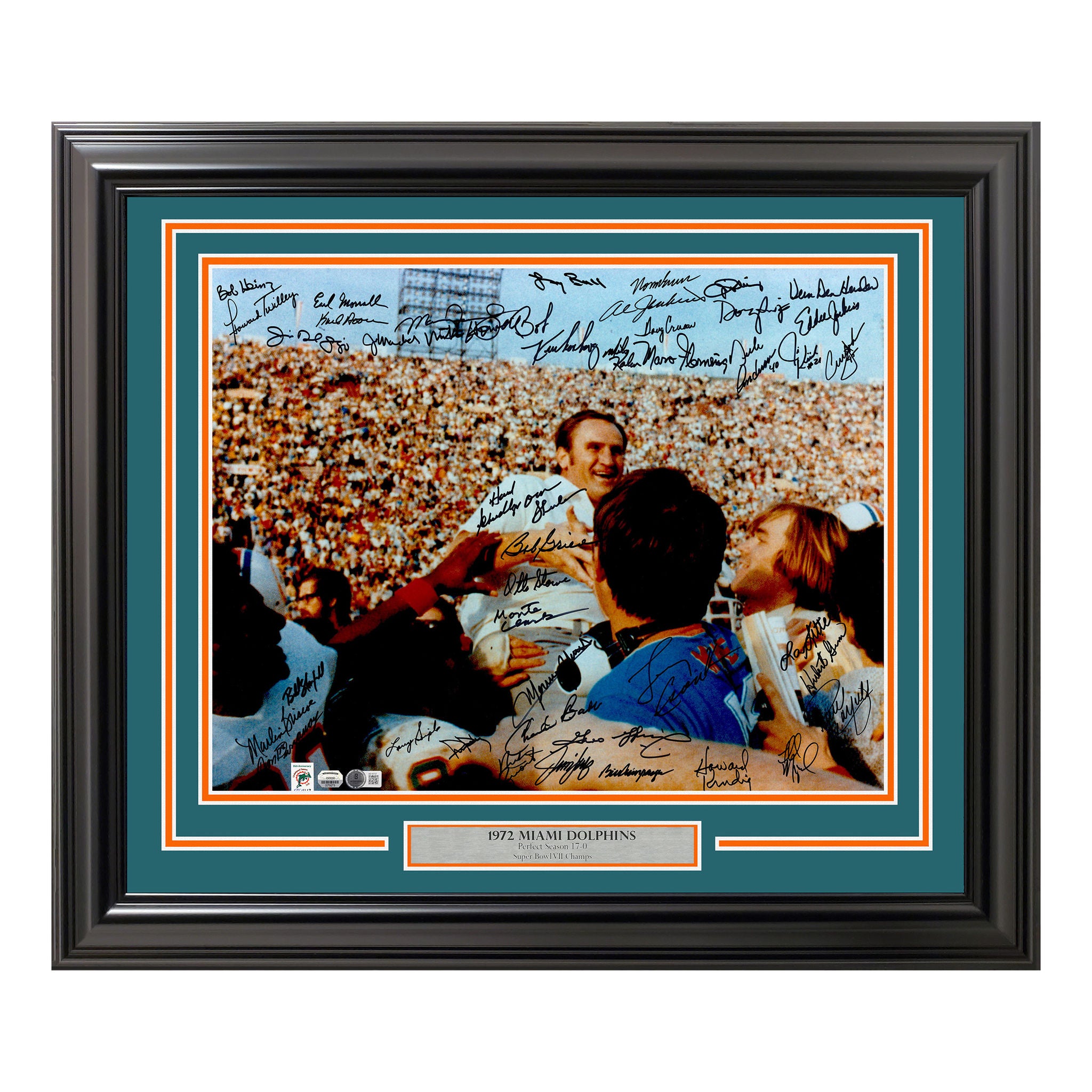 1972 Miami Dolphins Perfect Season Team Autographed Framed Photo