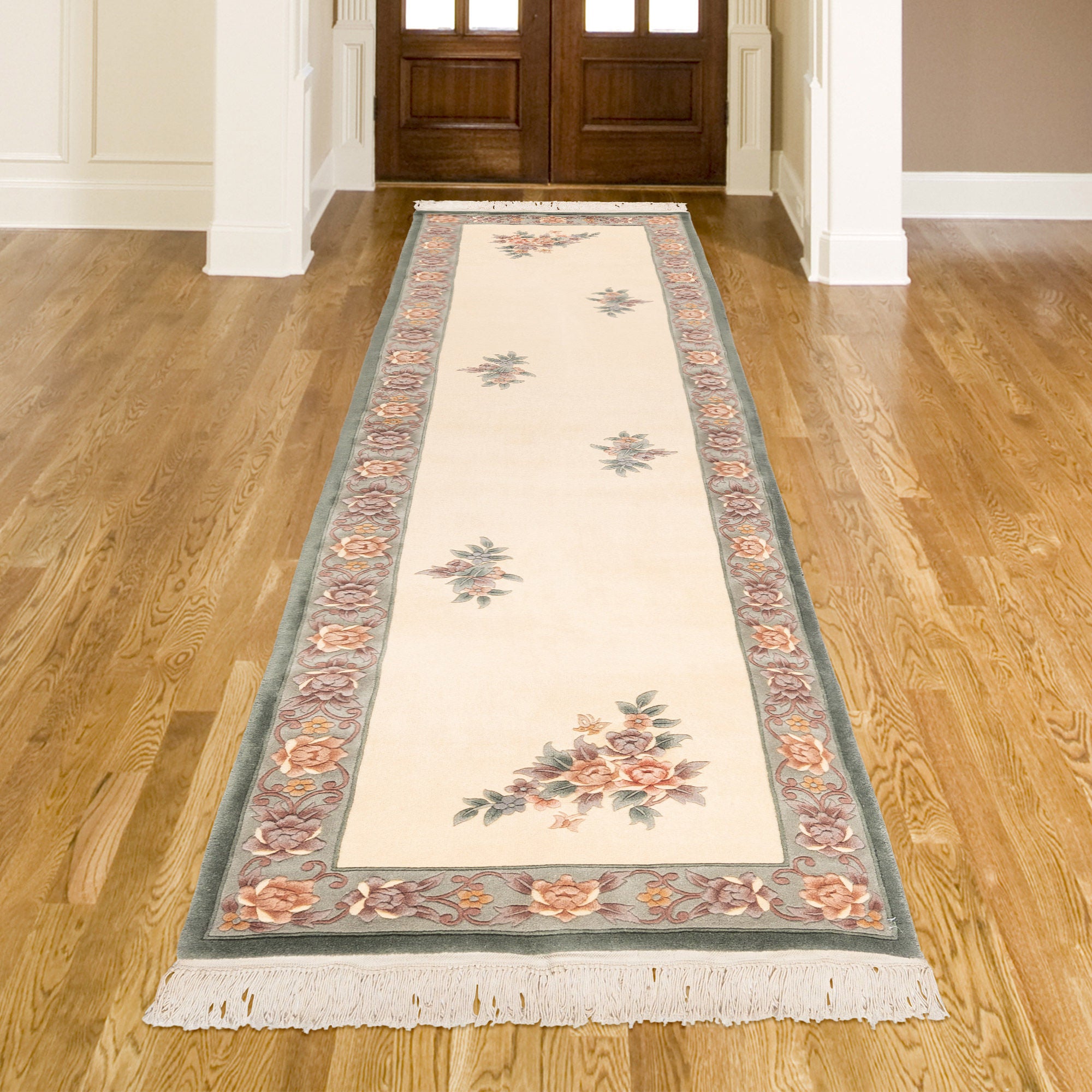 Pagoda Hand Knotted Rug Collection, Shan Floral Ivory Sage | Costco
