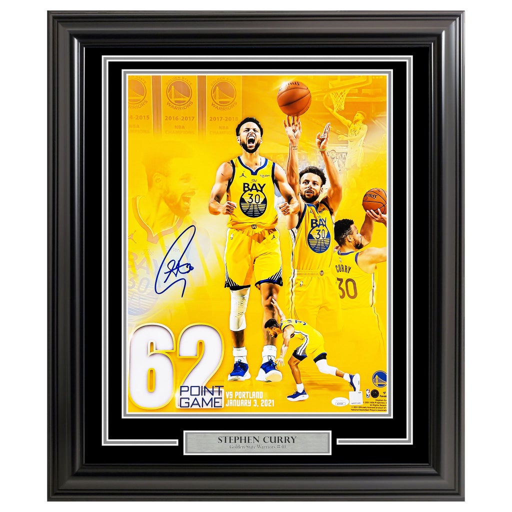 Stephen Curry Autographed Framed 62 Point Game 16” x 20” Photo