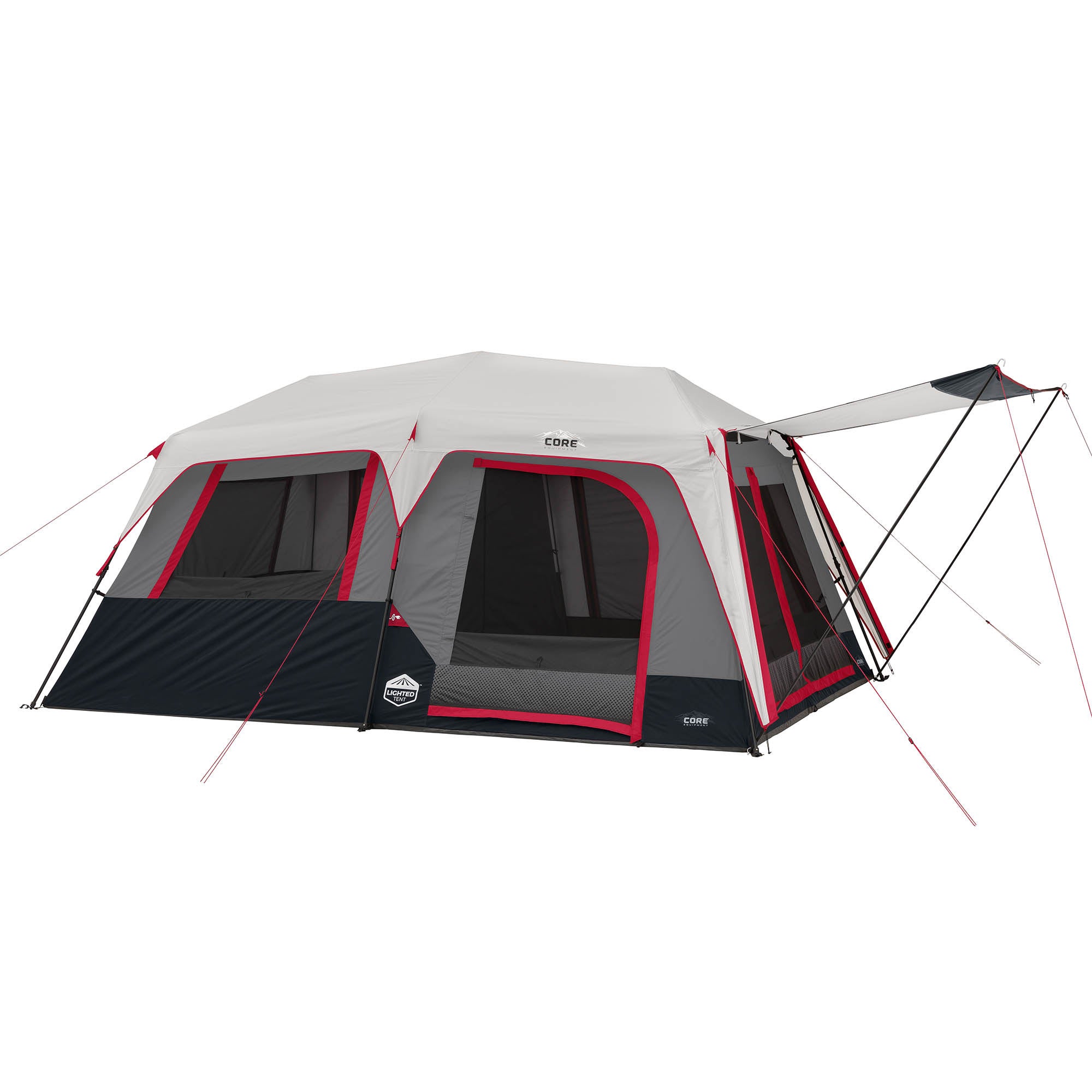 camp大好き CORE Equipment 10 Person Lighted Instant Cabin Tent with Awning