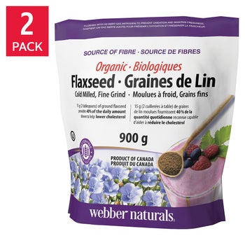 webber naturals Organic Ground Flaxseed, 900 g, 2-pack