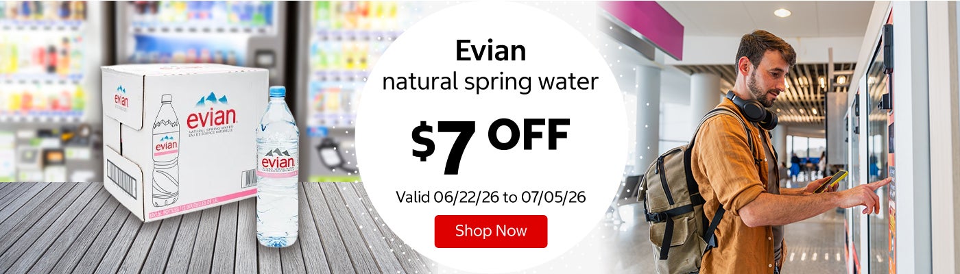 Evian natural spring water $7 OFF Valid 06/22/26 to 07/05/26 Shop Now 