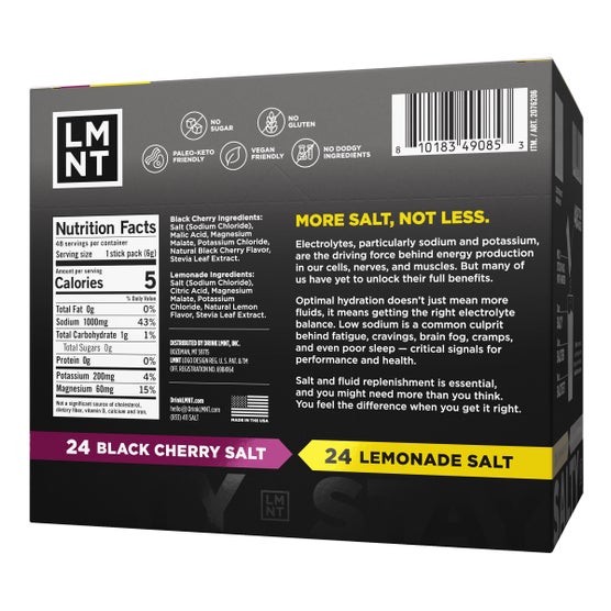 LMNT Zero Sugar Electrolytes, 48ct Drink Mix Variety Pack, Black