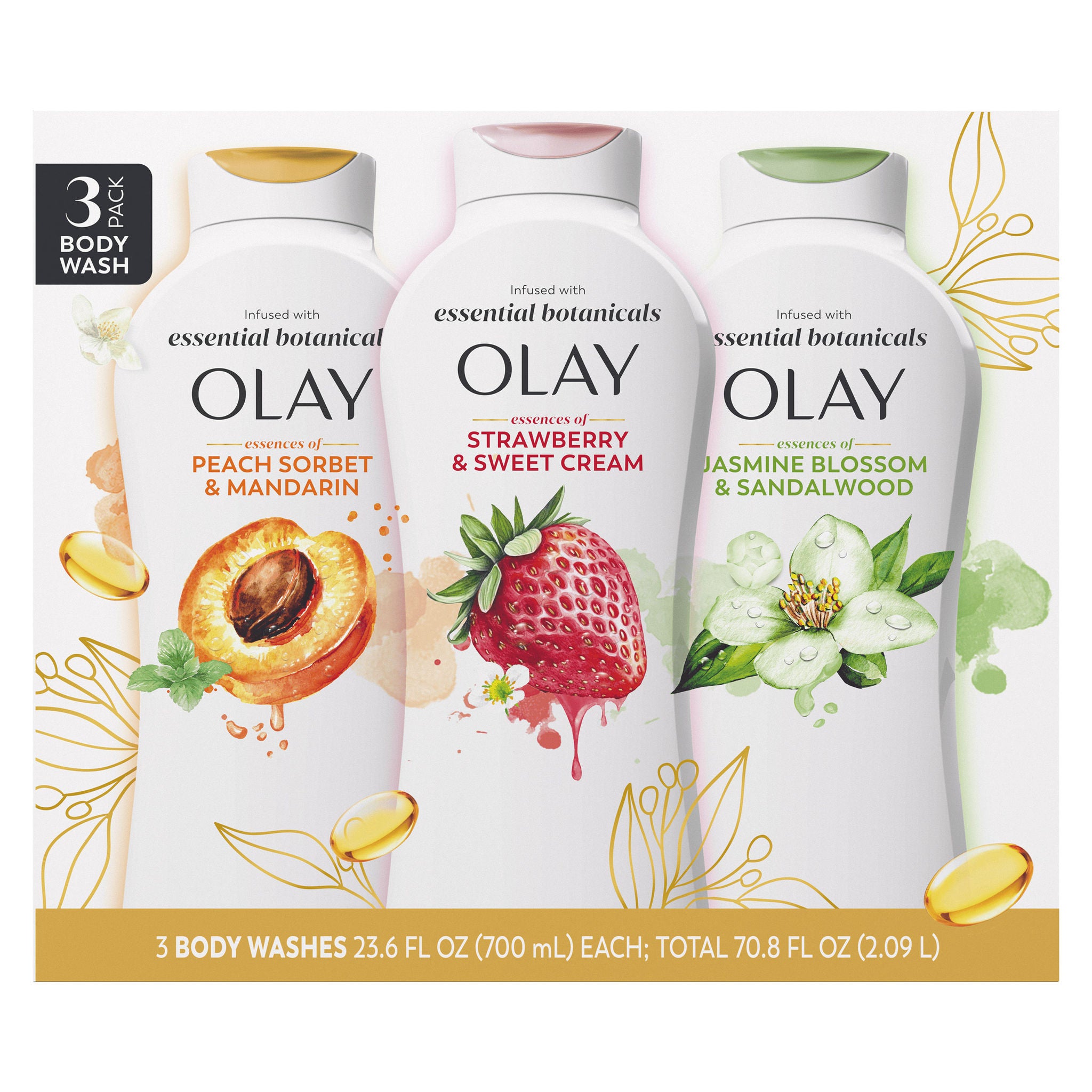 Olay Essential Botanicals Body Wash, 23.6 fl oz, 3-pack | Costco